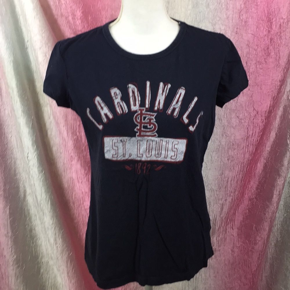 St Louis Cardinals Baseball T-Shirt Sz Medium Short Sleeve Blue Red MLB